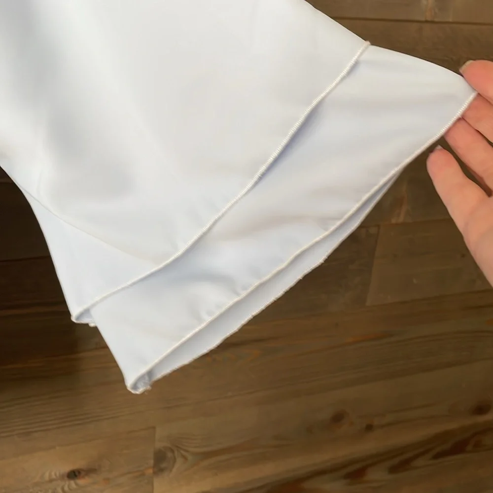 Crewneck three-quarter sleeve ruffled blouse - Picture 3 of 5